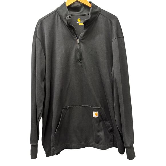 Carhartt 1/2 Zip Thermal Mens 2XL Black Heavyweight Pullover Long Sleeve - Picture 1 of 7